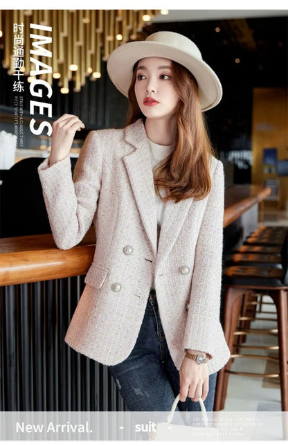 Female French Style Small Fragrant Wind Coarse Tweed Suit Jacket 2023 Spring New Women's High-end Sense Goddess Fan Small Suit