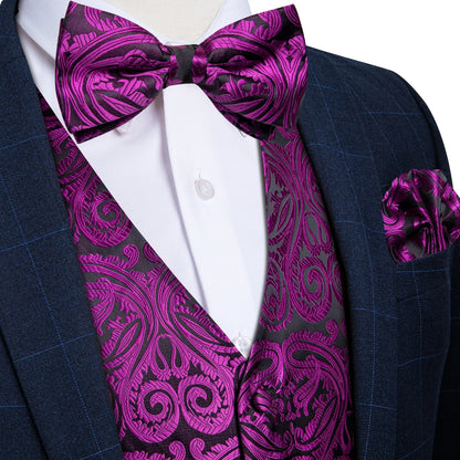 Men Wedding Vest Suit White Black Paisley Sleeveless Waistcoat for Man Shirt Accessories Fromal Bowtie Pocket Square Cufflinks