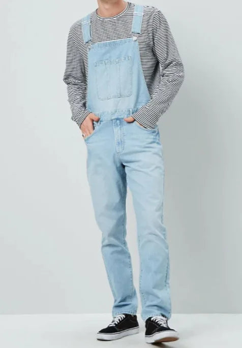 New Four Seasons Style Jeans for Men Men's Blue Denim Overalls New Men's Jumpsuit Pants Casual Straight Classic  Denim Trousers