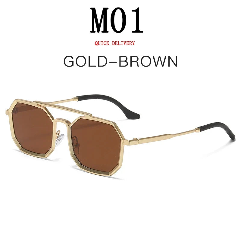 Metal Sunglasses For Men Vintage Square Sunglasses Women Trendy Luxe Fashion Sun Glasses Steampunk Shades Gafas De Sol Hombre