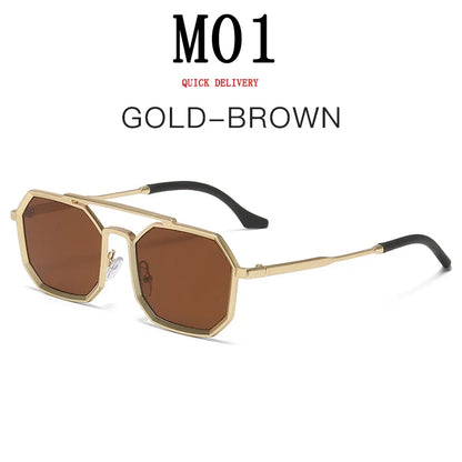Metal Sunglasses For Men Vintage Square Sunglasses Women Trendy Luxe Fashion Sun Glasses Steampunk Shades Gafas De Sol Hombre