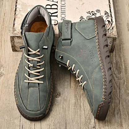 New 2024 Autumn Handmade Leather Men Boots Design Sneakers Man Breathable Casual Leather Shoes Men Ankle Boots Outdoor Boats