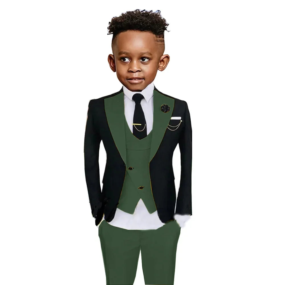 Colorful Kids Fashionable Suit Set 3 Pieces Performance Costumes High Quality Boys Suits Wedding Guest Tuxedo 2-20T
