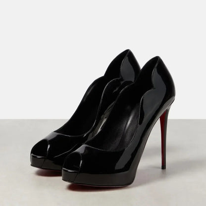 Patent Leather Stiletto High Heels Hot Chick Platform Sandals Sexy Peep Toe Large Size Sexy Party Women's Shoes Sandalias Mujer