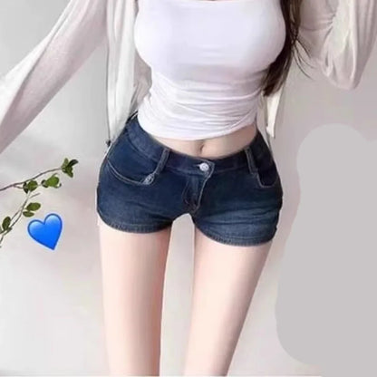 Women's Sexy Denim Shorts Summer Hot Low-Waisted Hip Lifting Elastic Jean Shorts Harajuku Y2K High Street Basic Short Pants