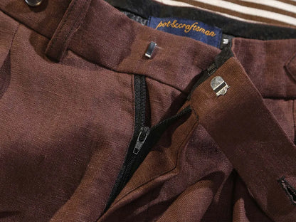 Summer Men's Linen High Waist Loose Straight Casual Pants Italian Casual Nine Minute Pants Street Beat Customized