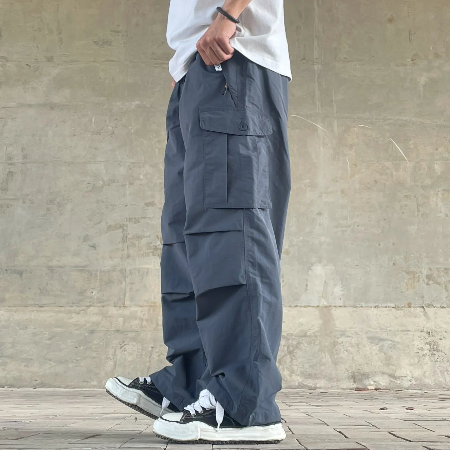 Mens Womens Spring Summer Lightweight Quick Dry Baggy Loose Paratrooper Cargo Pants Outdoor Techwear Multi Pocket Streetwear