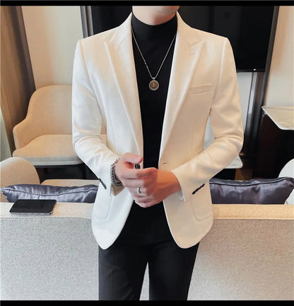Classics Autumn Winter Suede Suit Jackets Fashion New Solid Slim Fit Business Office Social Blazer Wedding Top Mens Clothing 4XL