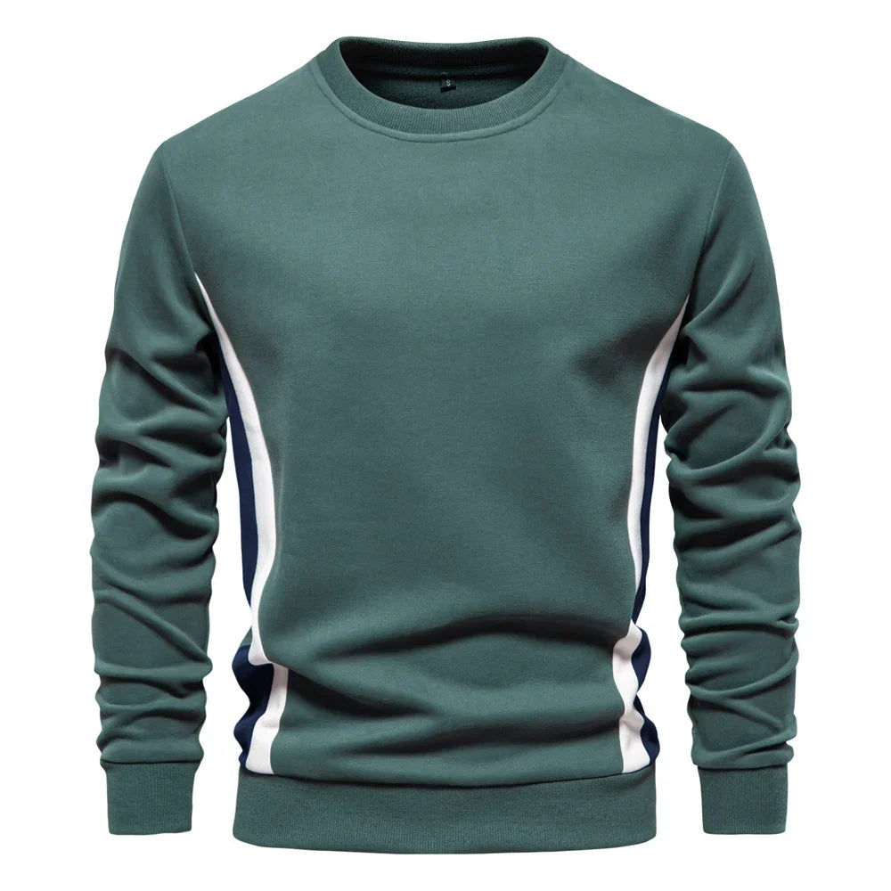 Mens Patckwork Cotton-blend Crew Neck Sweatshirts Fashion Casual Sport Round Neck Pullover Sweatshirt for Men