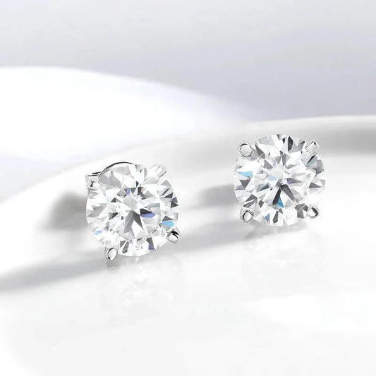 0.2-2CT Certified Moissanite Stud Earrings for Women 4 Claw Sparkling Wedding Party Jewelry Sterling Silver S925