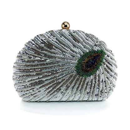 Shell Shape Women's Clutch Bag Sequin Purses and Handbags Luxury Designer Retro Embroidery Evening Bag Female Party Handbag Z079