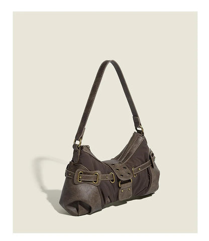 Vintage Rivet Armpit Bag Small PU Leather Shoulder Bags for Women Handbag Female Luxury Design Ladies Hand Bags Bolsa