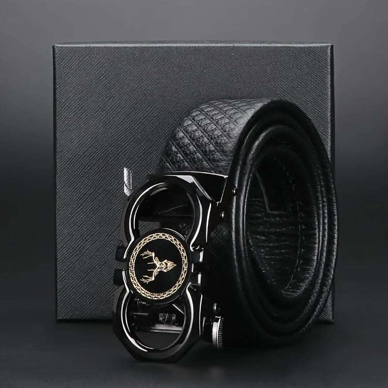 Ratchet Belt For Men - Top Grain Leather Cowhide Men's Belt 1 3/ 8" For Dress Pants - Adjustable Belt, Father's Day Gift