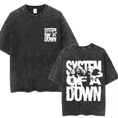 System of A Down Toxicity Album Graphic Washed T-shirts Men Women Rock Oversized T Shirt Male Vintage Alternative Metal T-shirts