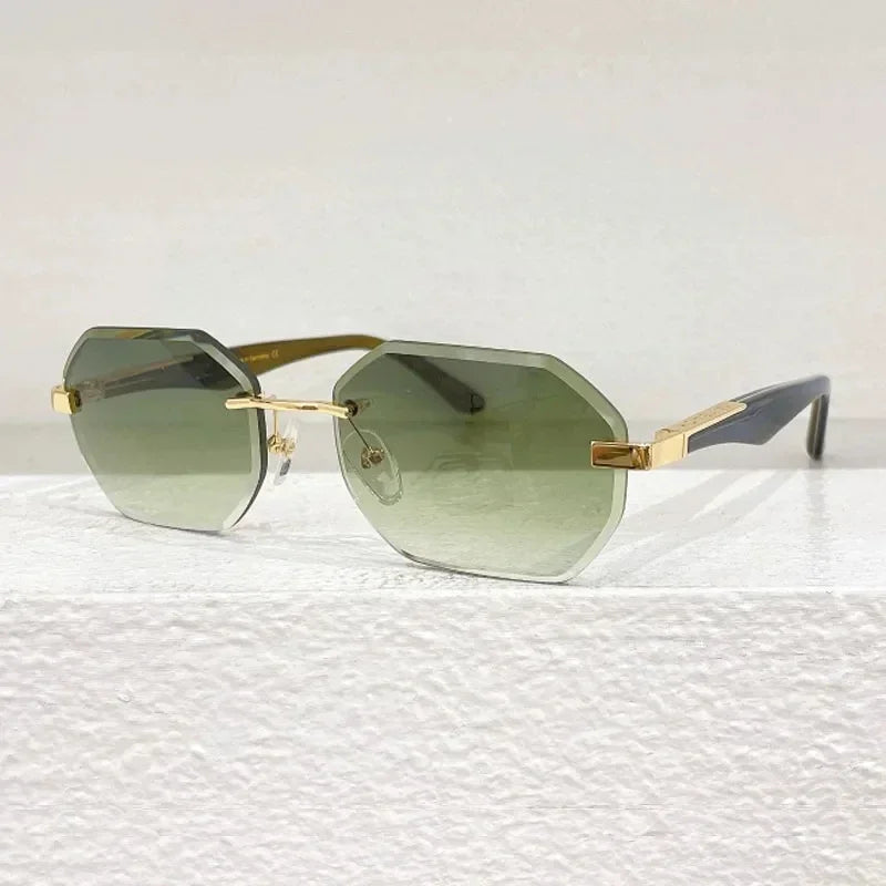 Rimless Polygon Luxury Sunglasses Acetate Alloy Gold Brand Irregular Square Original Classical Retro UV400 Gafas Hot