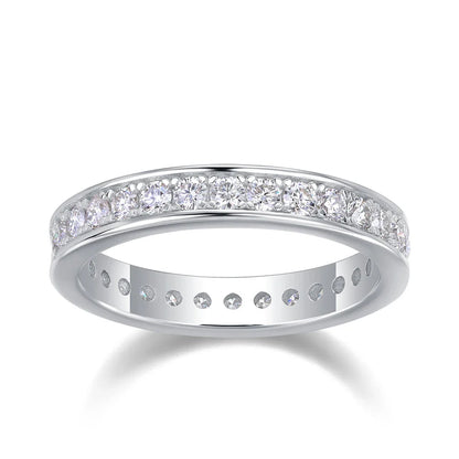 D VVS1 All Moissanite Ring S925 Silver Plated 18k White Gold Fine Eternity Bands Engagement Wedding Rings for Women Man