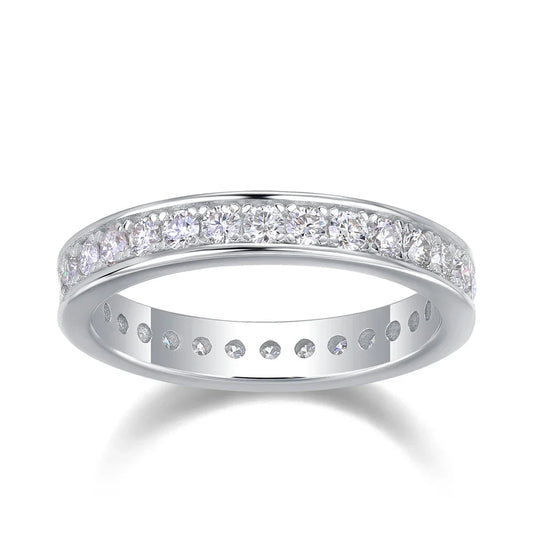 D VVS1 All Moissanite Ring S925 Silver Plated 18k White Gold Fine Eternity Bands Engagement Wedding Rings for Women Man