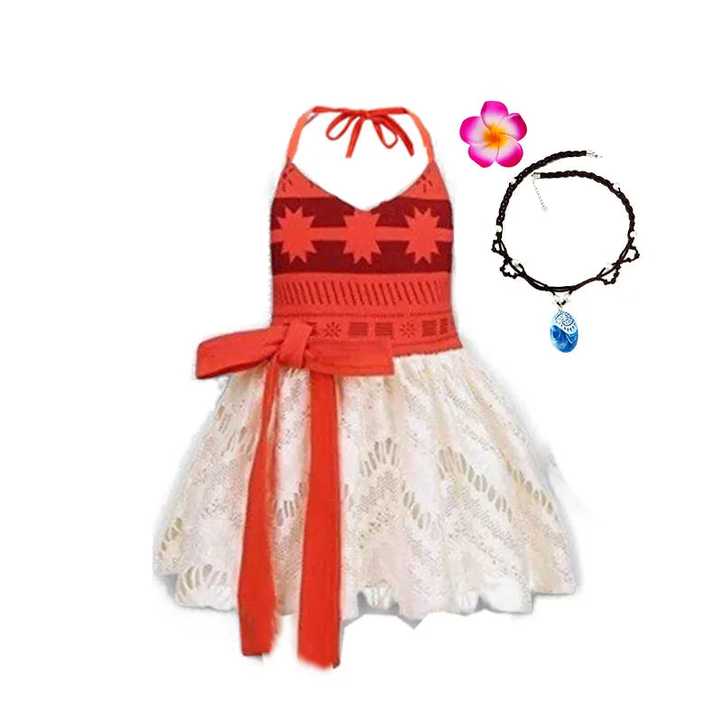 2026 Baby Girls Moana Halter Dress Role Playing Princess Dress Summer Clothing Hawaii Toddler Vaiana Cute Mini Sundress 1-6Y