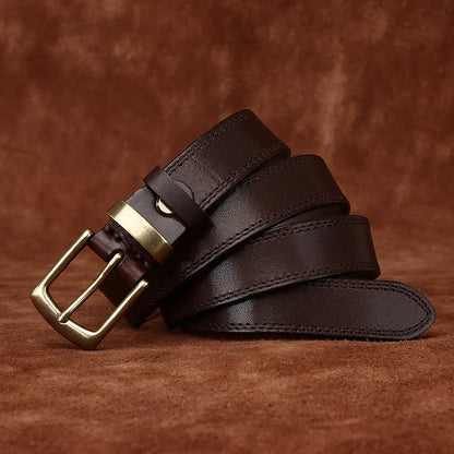 2.8CM Ladies Pure Cowhide High Quality Genuine Leather Belts for Women Needle Buckle Jeans Cowboy Waist Belt Luxury Designer