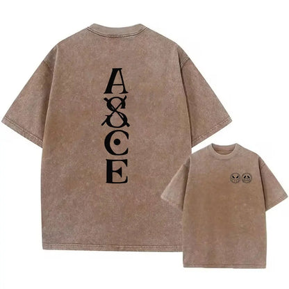 One Piece Anime Print Washed T-shirt Men Hip Hop Streetwear Oversized Women Short Sleeved Graphic Tee Summer Harajuku Casual Top
