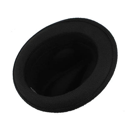 Unisex Roll Up Short Brim Felt Fedora Hats with Black Ribbon Women Men Trilby Jazz Hat