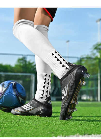 2712 Without-Lace Mens Soccer Shoes F50 SLIP-ON Non-Slip Turf Soccer Cleats Boys TF/FG Training Football Boots Chuteira Campo