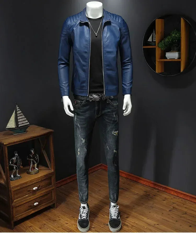 Men PU Leather Jacket Motorcycle Streetwear Baseball Outdoor Bomber Casual coat Men Autumn Motorcycle Windbreaker Male Outwear