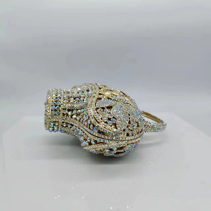 Flower Basket Diamond Dinner Bag Metal Hollow Hand-Held Rhinestone Women's Bag Banquet Clutch Purse Crystal Vintage Handbags
