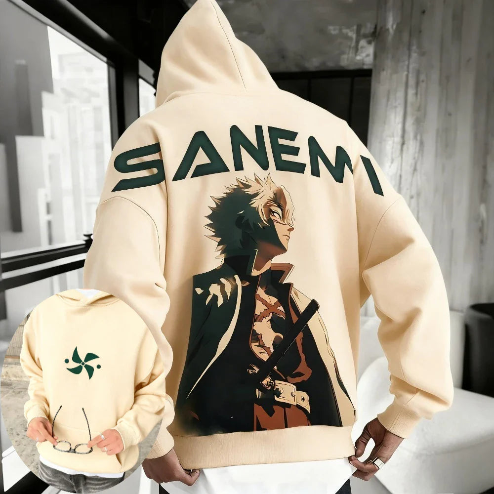 Demon Slayer: Kimetsu no Yaiba Men Hoodie Sweatshirt Sanemi Shinazugawa Anime Spring Autumn Boy Long-sleeved Parent-child Outfit