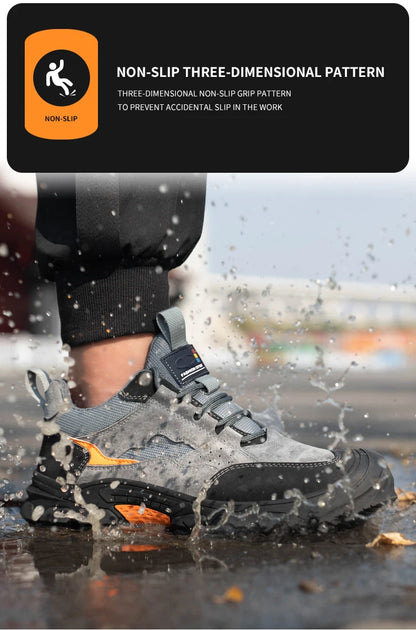 Men Safety Work Shoes Plastic Toe Safety Boots Fashion Lightweight Comfort Working Sneakers Anti-puncture Indestructible Shoes