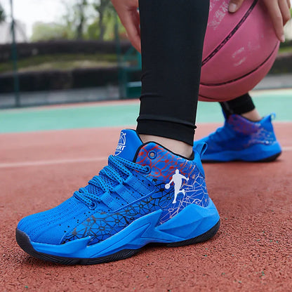 Boys Basketball Shoes Classic Kids Sneakers Fashion Tennis Kid Sport Shoes Outdoor Non-Slip Trainer Children School Basketball