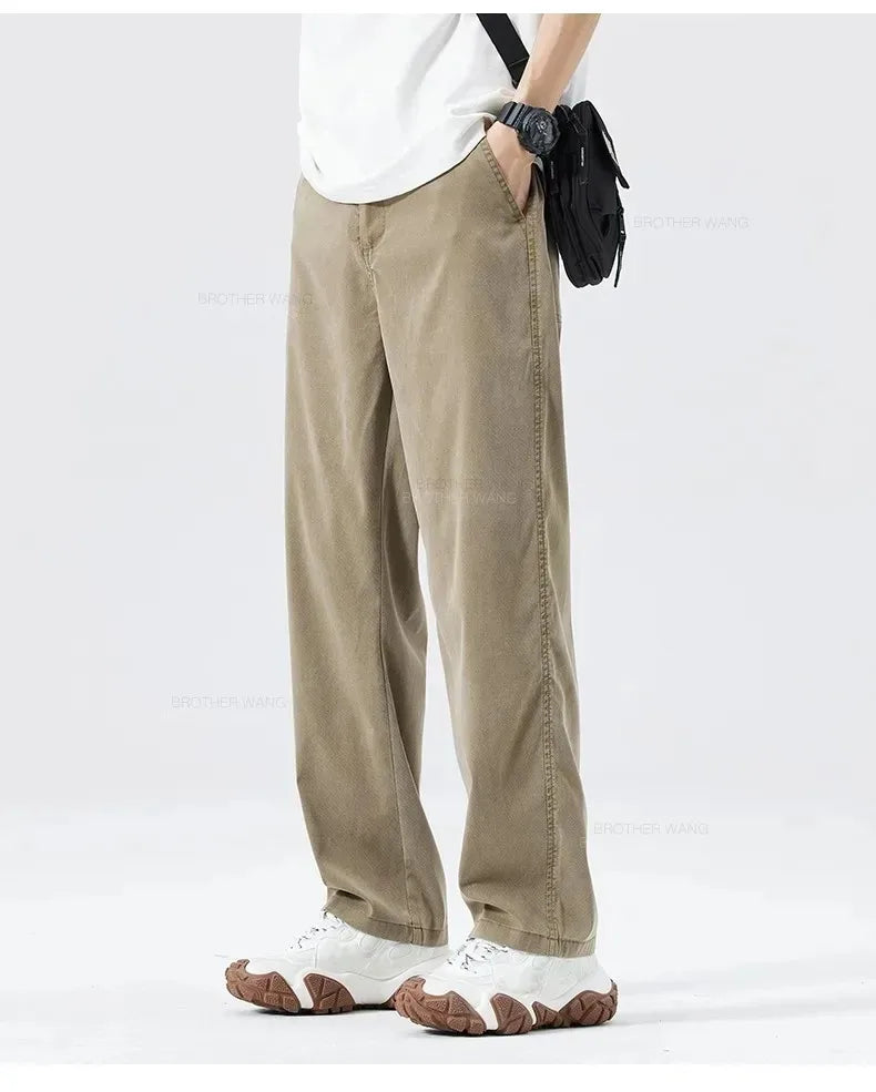Ultra Thin Baggy Jeans Men's Summer New in Lyocell Soft Breathable Straight Trousers Elastic Waist Casual Blue Gray Wide Pants