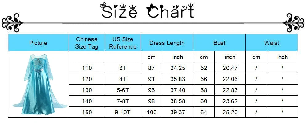 2026 Frozen Elsa Snow Queen Princess Dress Up Girls Fancy Costume Kids Role-play Carnival Children Birthday Party Dresses