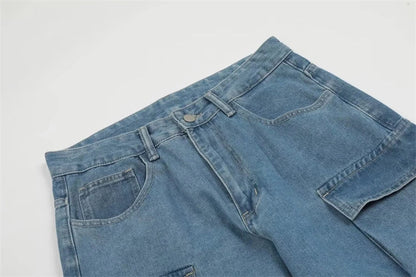 Y2K Cargo Jeans Women's Baggy Wide Leg Multi-Pocket Fashion Denim Pants Harajuku Streetwear Female Vintage Loose Casual Pants