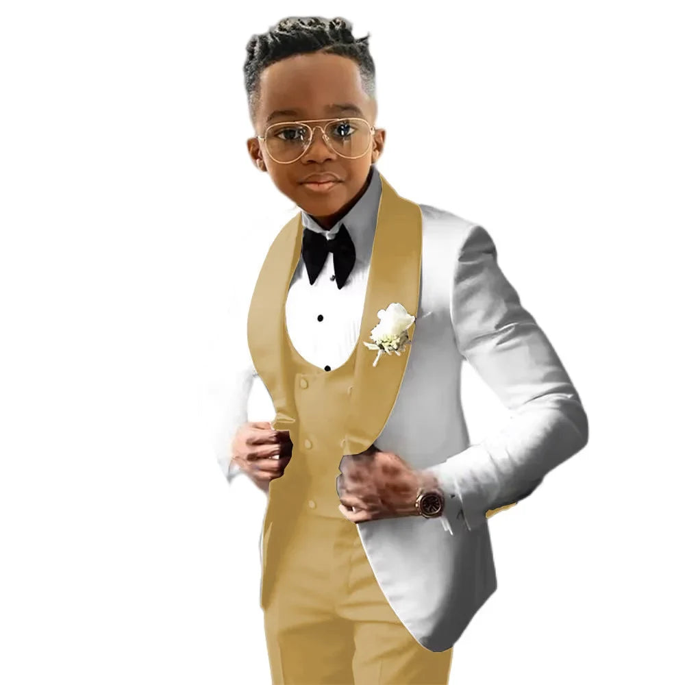 Kids Slim Fit Shawl Lapel Suit Set 3 Pieces Performance Costumes Elegant Flower Boys Formal Party Suit Kids Wedding Tuxedo 2-20T