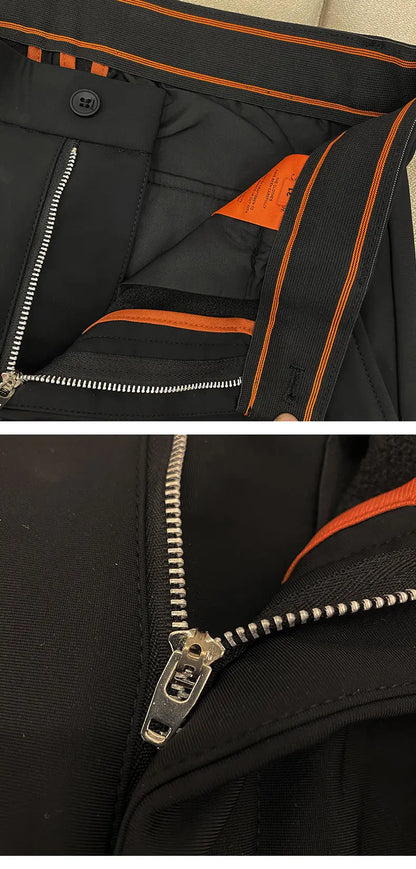 2025 Autumn Winter New With Velvet Warm Casual Pants High Quality Slim Fit Men's Formal Business Office Social Solid Trousers