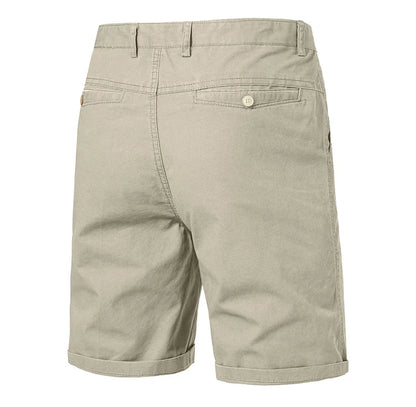 Classic Mens 100% Cotton Casual Shorts Khaki Grey Navy Black Knee Shorts American Style Streetwear Golf Shorts