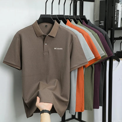 100% pure cotton new men's short sleeved summer comfortable breathable polo shirt, high-end brand designer embroidered T-shirt