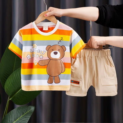 0-4 Year Old Boys and Girls Cute Cotton Summer Clothes Set Children's Short-Sleeved T-Shirt handsome