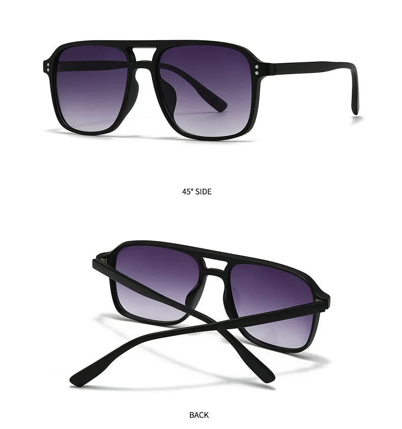 2026 Ins Retro Double Bridge Square Women Sunglasses Fashion Leopard Print Gradient Lenses Men Trend Gafas De Sol UV400