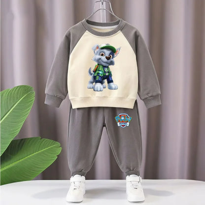 2026 New Paw Patrol Kids Raglan Sweatshirt 2‑Piece Set, Color Block Cartoon Tracksuit for Boys Girls Spring Autumn