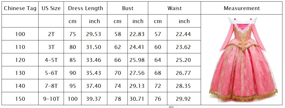2026 Disney Sleeping Beauty Aurora Princess Dress Girl Cosplay Off Shoulder Kids Gifts Fancy Party Girl Baby Fine Lace Dress Set