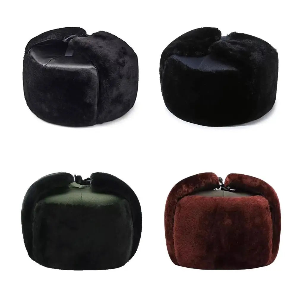 Outdoors Thick Bomber Hat Warm Ear Protection Winter Cap Casual Windproof Ushanka Fur Hat for Men Women