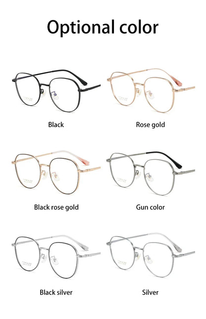 Simple Fashion Large Frame Titanium Design Women Anti-blue Light Reading Glasses Men Customized Prescription 02-K5012