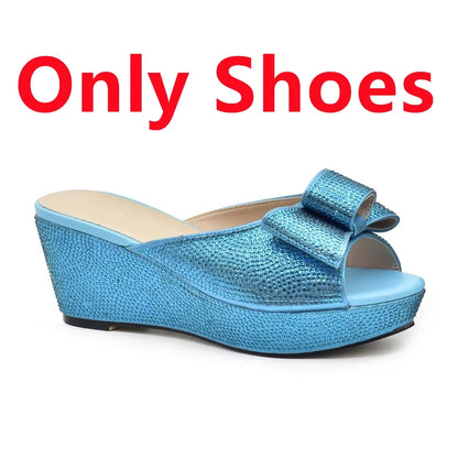 Latest Design Women Shoes and Bag Set Decorated with Rhinestone Wedding Shoes Bride Ladies Shoes Heels Party Women Pumps