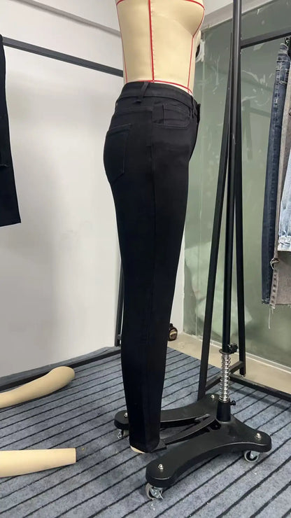 Y2k Jeans For Woman Vintage Style Black Stretch Skinny High Waist Denim Pants Casual Fashion Trousers Comfort Fit