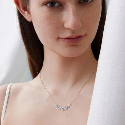 Smile Shape All Moissanite Pendant Necklace for Women 7-stone D Color Diamond Neck Chain S925 Sterling Silver Fine Jewelry