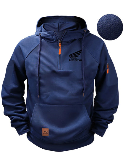 2025 New Honda Racing Team Outdoor Cycling Fashion Street Half Zip Hoodie Men's Motorcycle Racing Casual HRC Warm Hoodie