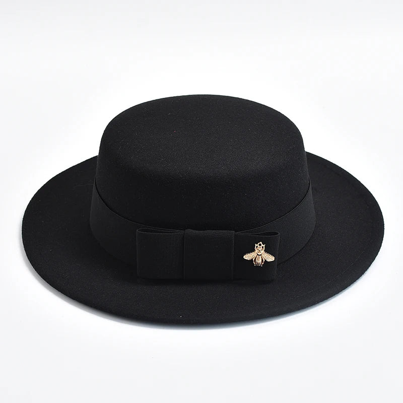 Fedora Hat for Women Fashion Formal Wedding Decorate Church Cap Flat Top Bow Party Jazz Hat Chapeau Femme