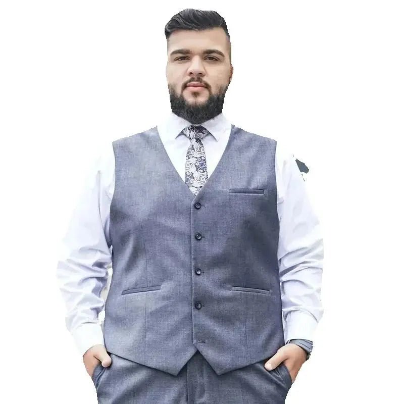 Plus Size Black Navy Suit Vest Men Solid Color Single Breasted Waistcoat For Host Groom Groomsmen Grey Black Navy Waist Coat 9XL